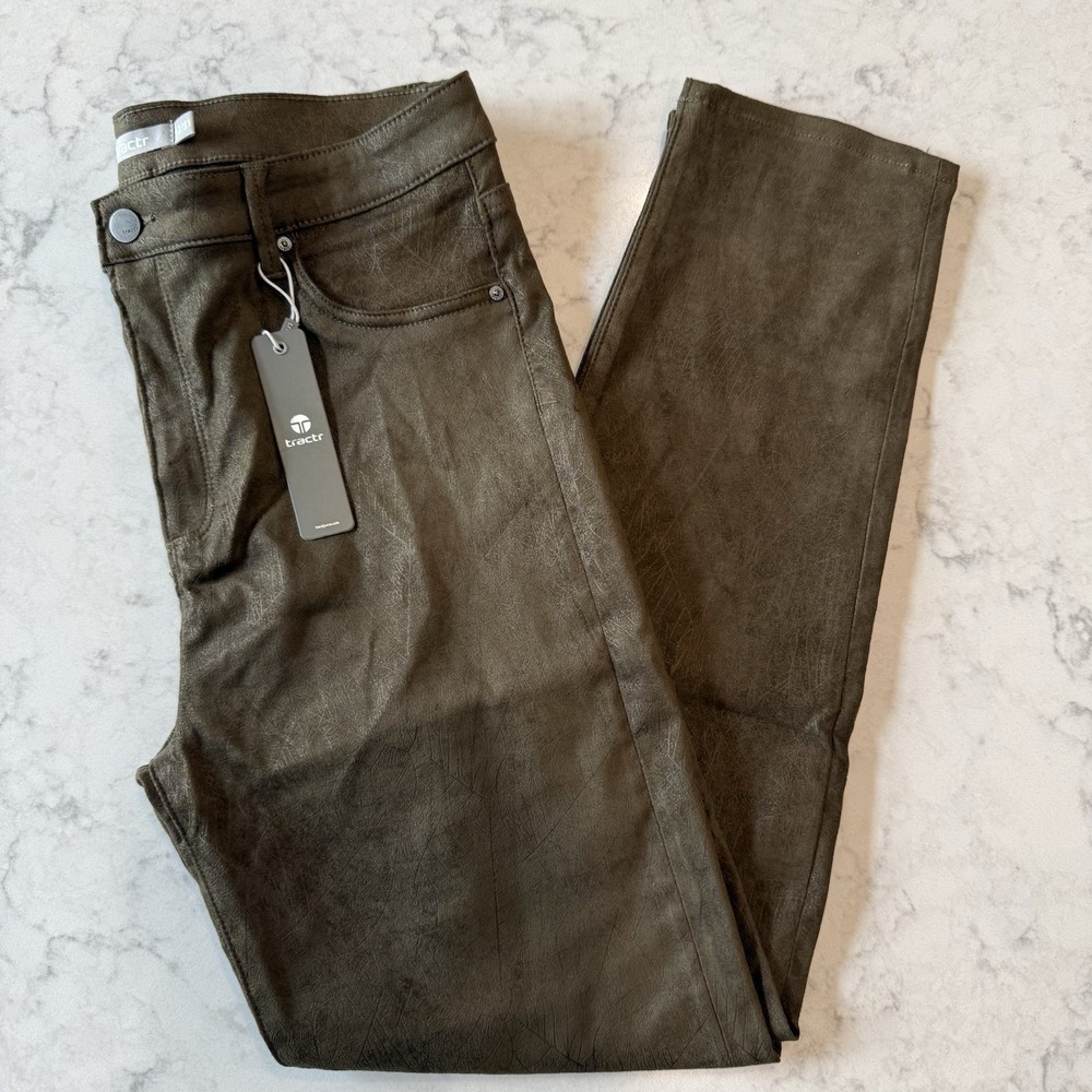 Tractr Pants Olive Green Embossed Leaf 12/31